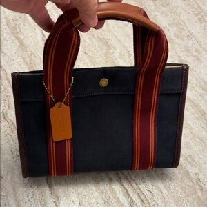 Coach Spin Tote 27 in Color-block Signature Jacquard Fabric